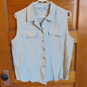 Vintage sage sleeveless blouse